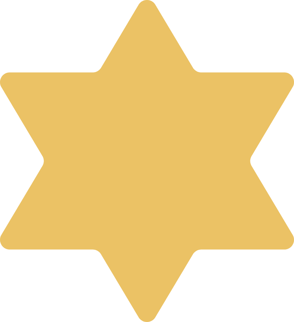 Yellow Six-Pointed Star on Transparent Background Classic Emblem