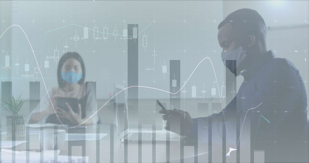 Diverse Business Professionals Analyzing Financial Data Remotely