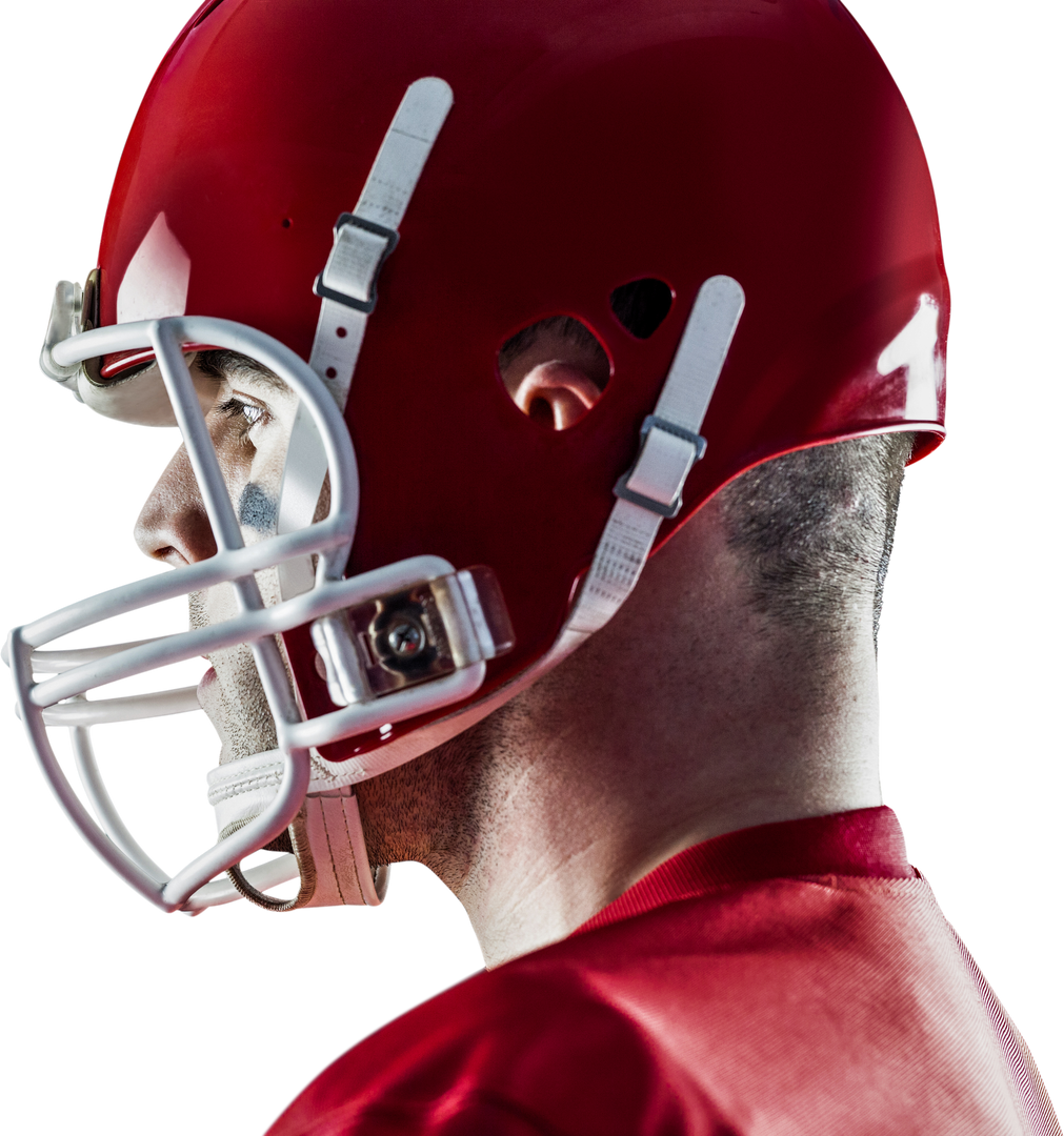 Transparent Cutout of American Football Player in Red Helmet Side Profile - Download Free Stock Images Pikwizard.com