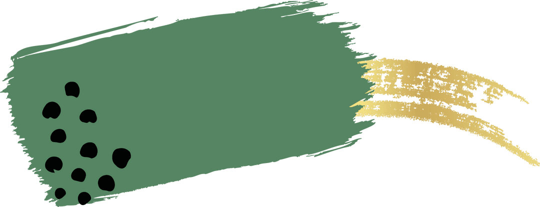 Abstract Olive and Gold Strokes with Black Spots on Transparent Background