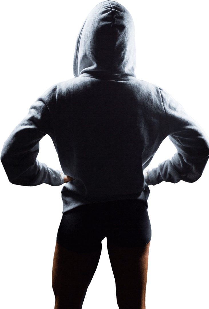 Rear View Athlete in Hood on Transparent Background