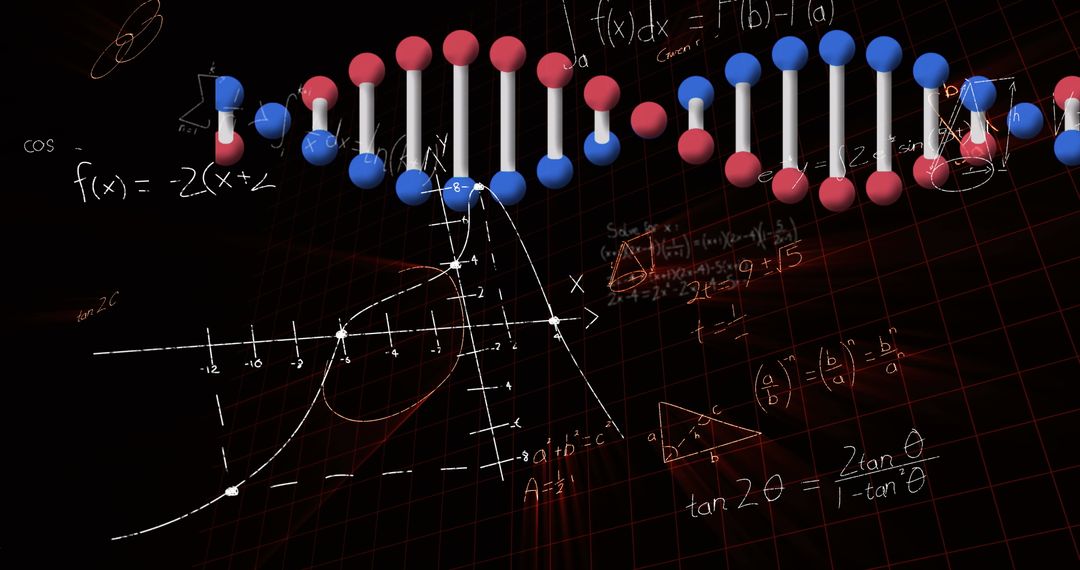 DNA Strand with Spinning Data and Mathematical Equations