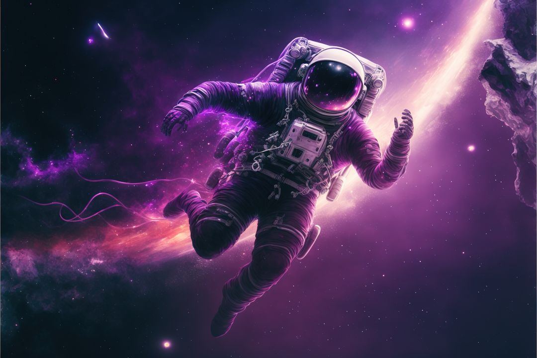 Astronaut Floating in Deep Space with Vibrant Nebula Glow - Free Images, Stock Photos and Pictures on Pikwizard.com