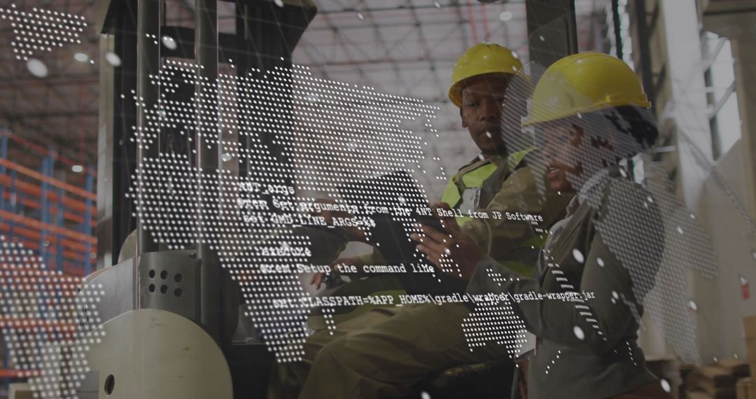 Digital Overlay Shows Warehouse Data Processing Concept