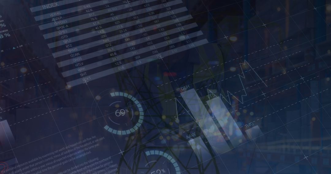 Futuristic digital data interface on grid overlay light patterns
