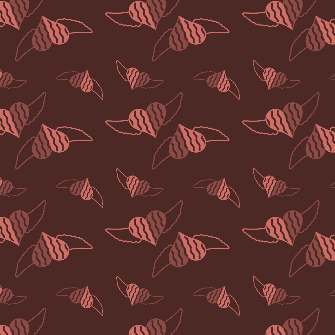 Seamless Winged Shapes Pattern on Transparent Background