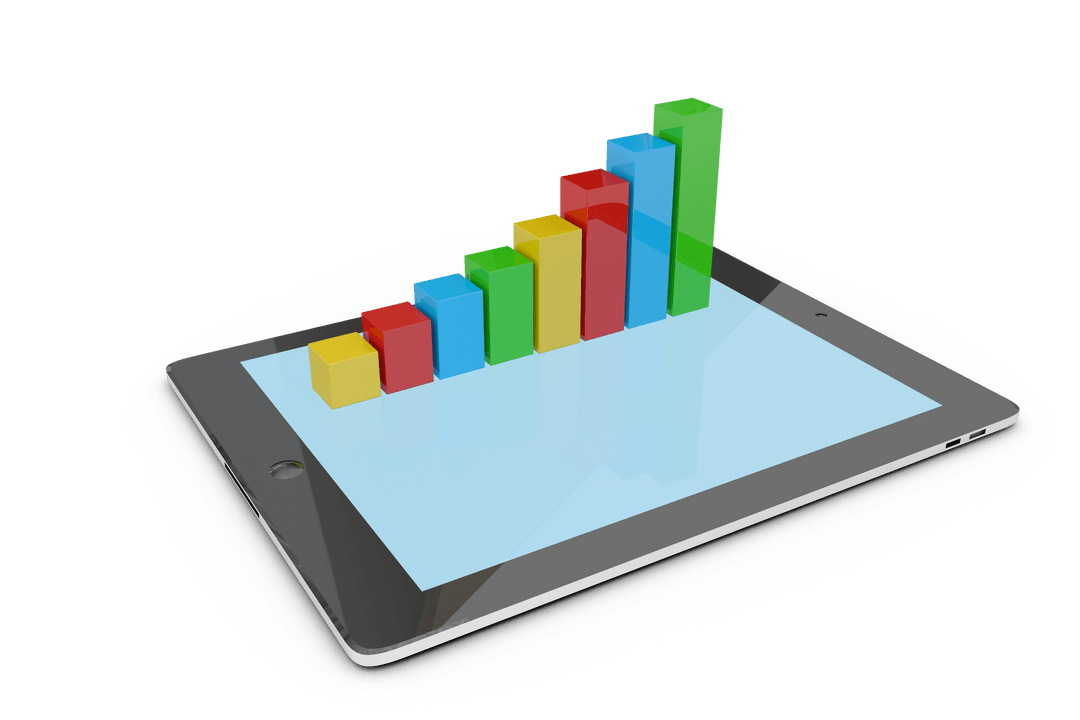 Digital 3D Block Graph on Tablet Screen with Transparent Background - Download Free Stock Images Pikwizard.com