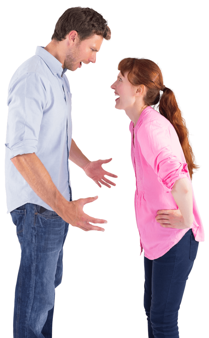 Transparent Cutout of Couple Arguing Intently