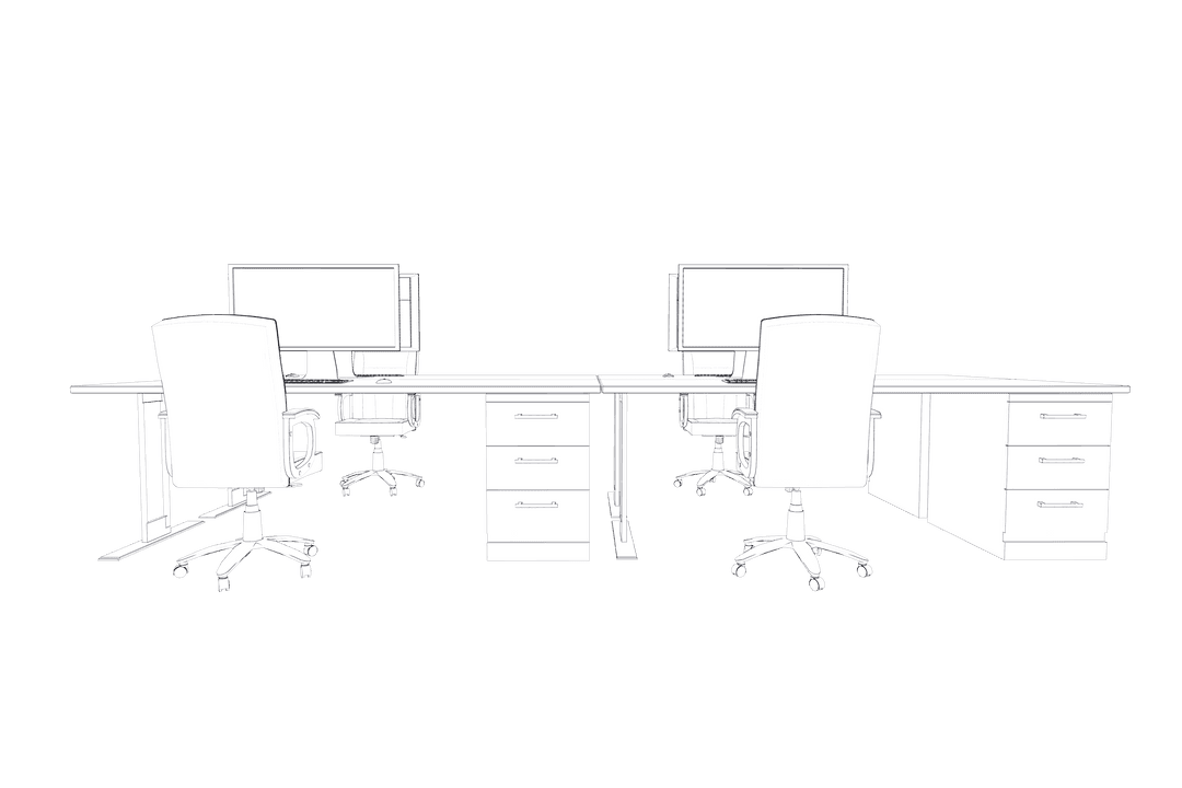 Transparent Office Desk and Computer Setup Illustration