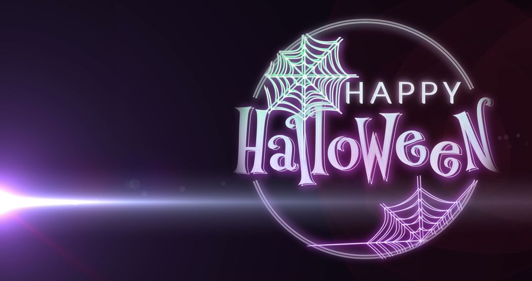 Glowing Halloween Design with Neon Spiderwebs