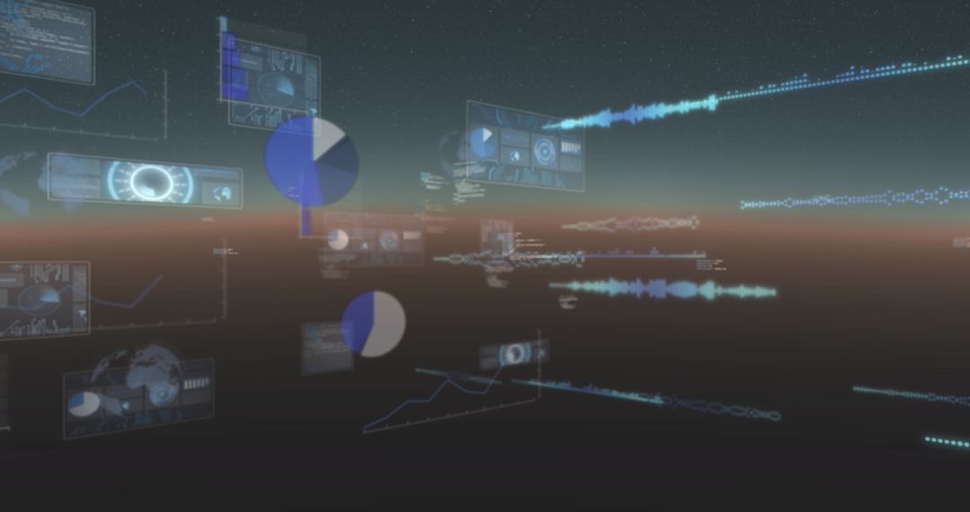 Futuristic Screens Displaying Data Processing