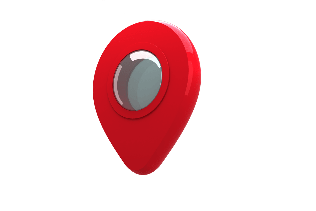 Abstract Red 3D Locator Icon on Transparent Background