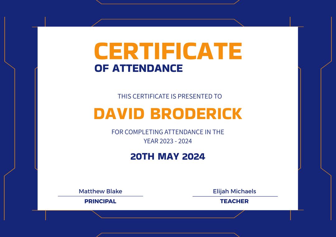 Certificate of Attendance on White and Blue Background - Download Free Stock Templates Pikwizard.com