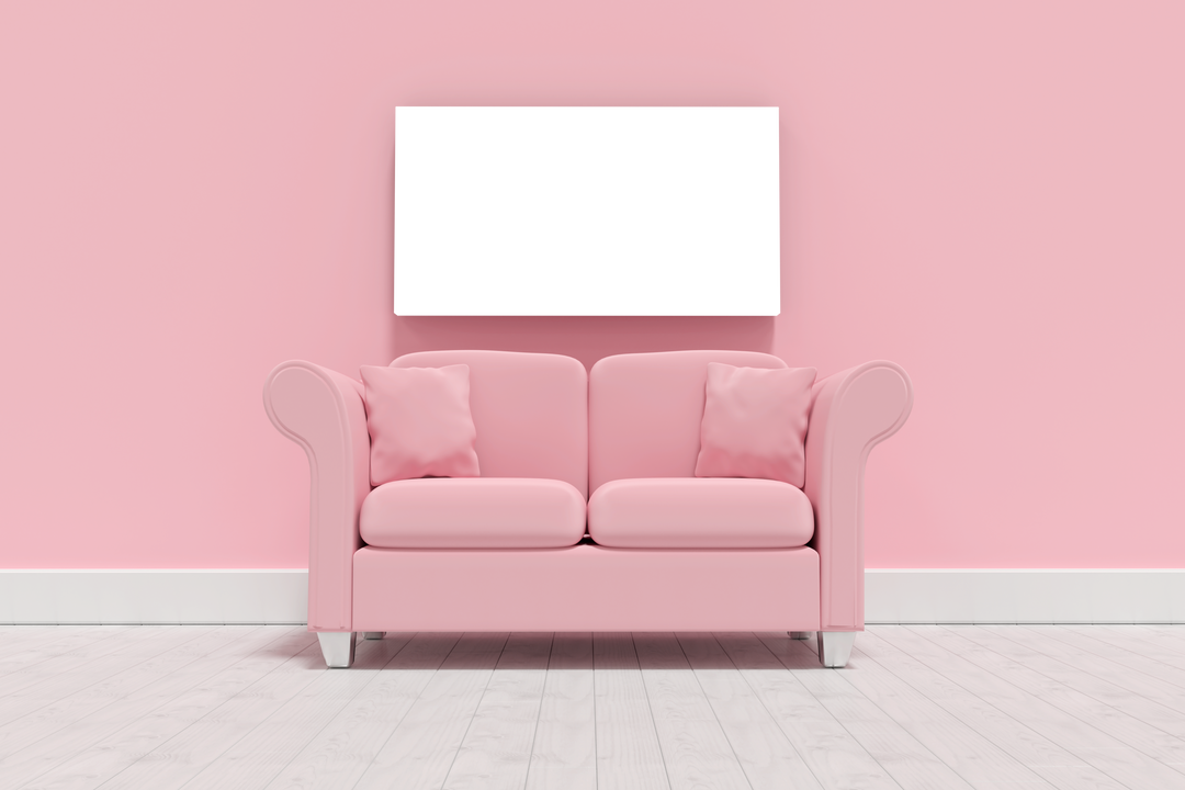 Blank TV frame with pink sofa in transparent background with pastel wall - Download Free Stock Images Pikwizard.com