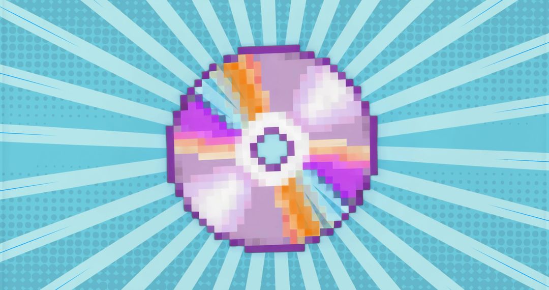 Retro Pixel Compact Disc on Vibrant Pop Art Background