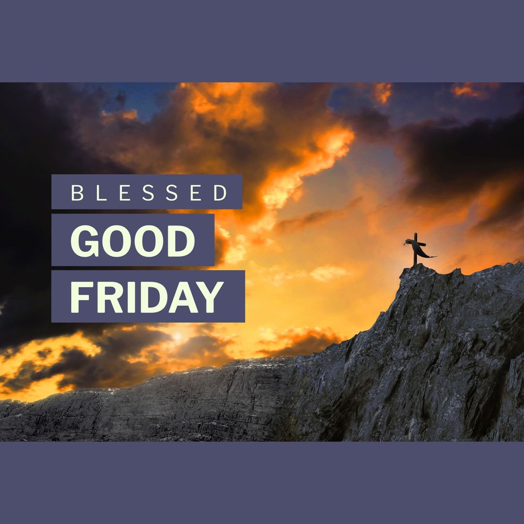 Good Friday Greeting with Cross at Sunset