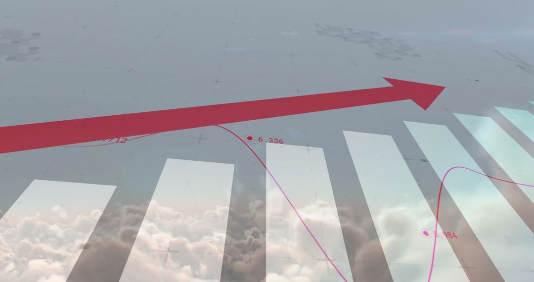Stylish Financial Growth Visualization with Red Arrow and Data