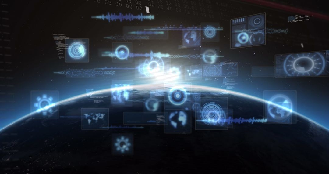 Futuristic Digital Interface Scanning Planet Earth