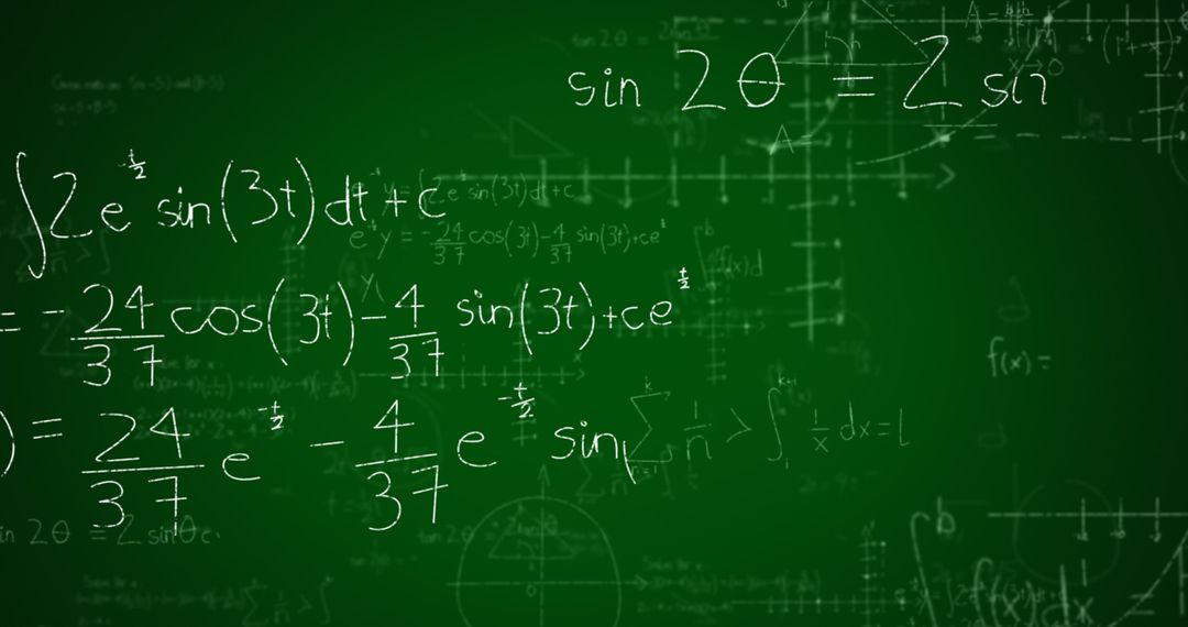 Mathematical Formulas on Green Chalkboard as Science Background