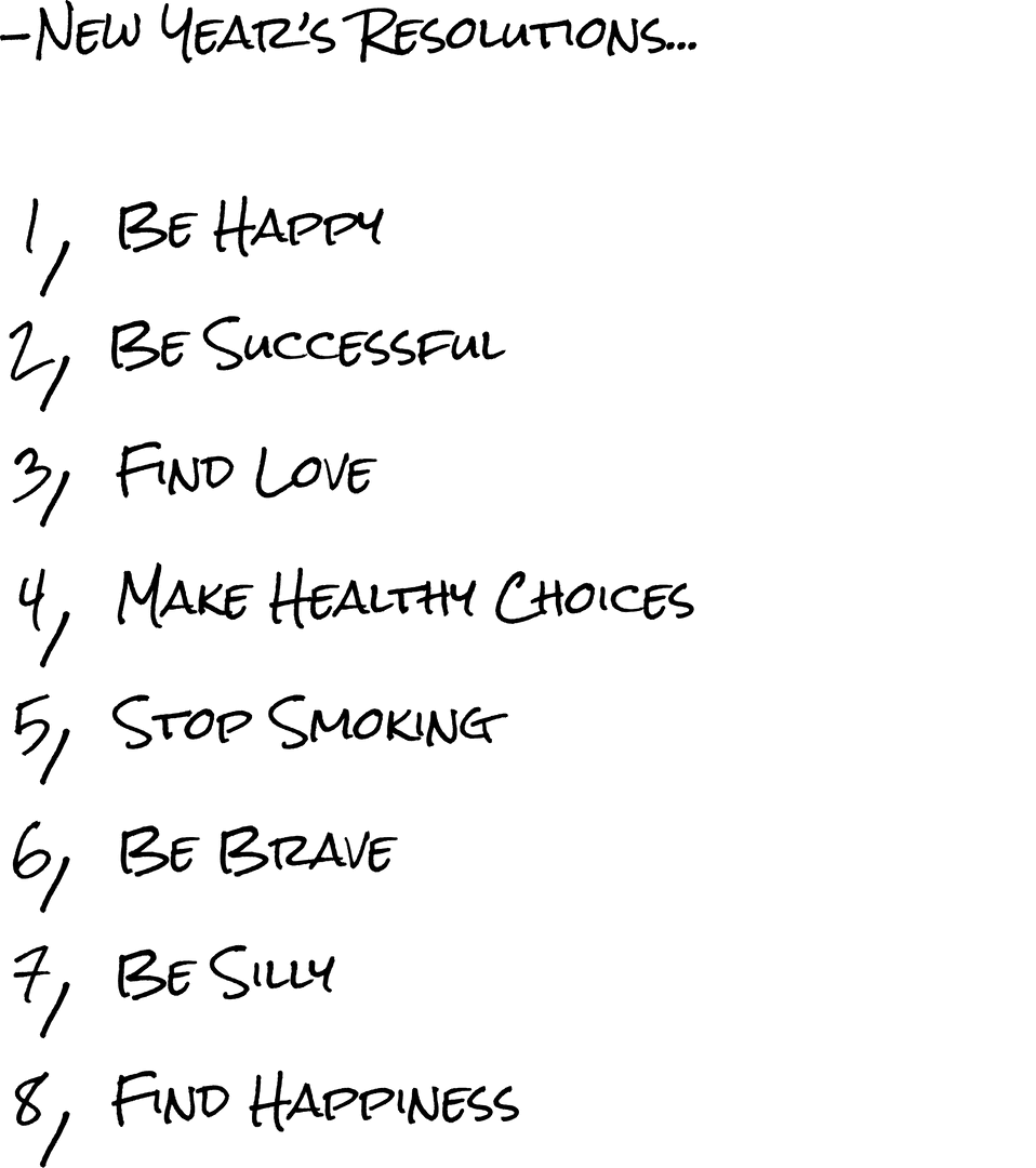 Digital Illustration New Year's Resolutions Text Transparent Background