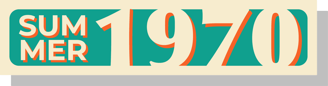 Retro Summer 1970 Typography On Transparent Background