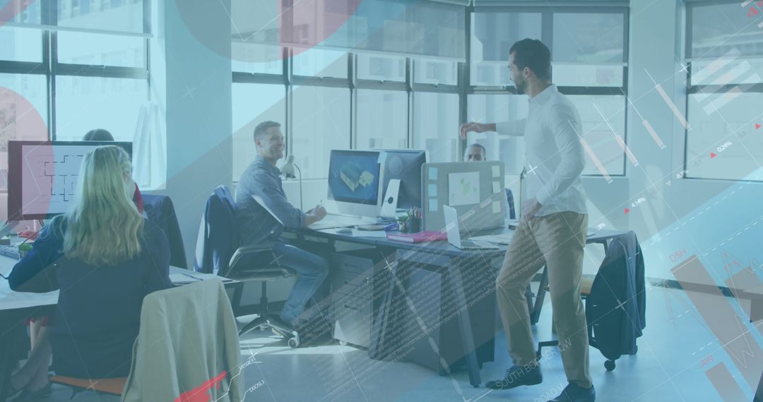 Diverse Team Analyzing Financial Data and Graphics in Modern Office