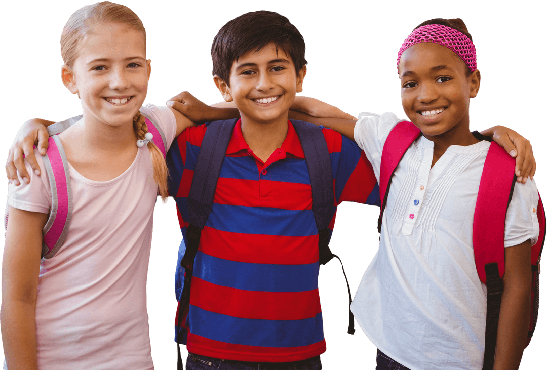 Transparent Background of Happy Diverse School Children Laughing