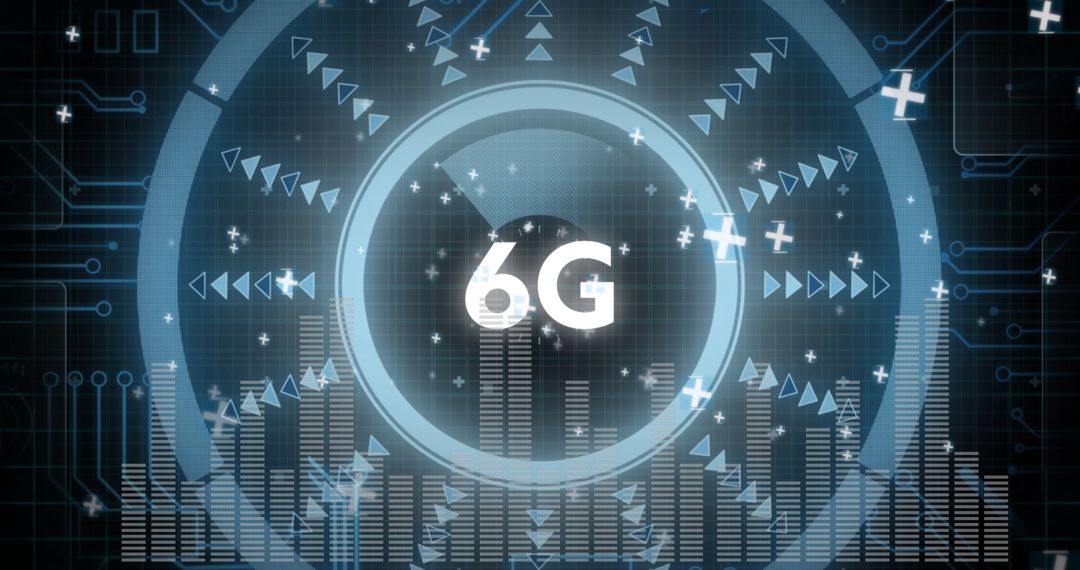 Futuristic 6G Networking Concept with Digital Data Visualization