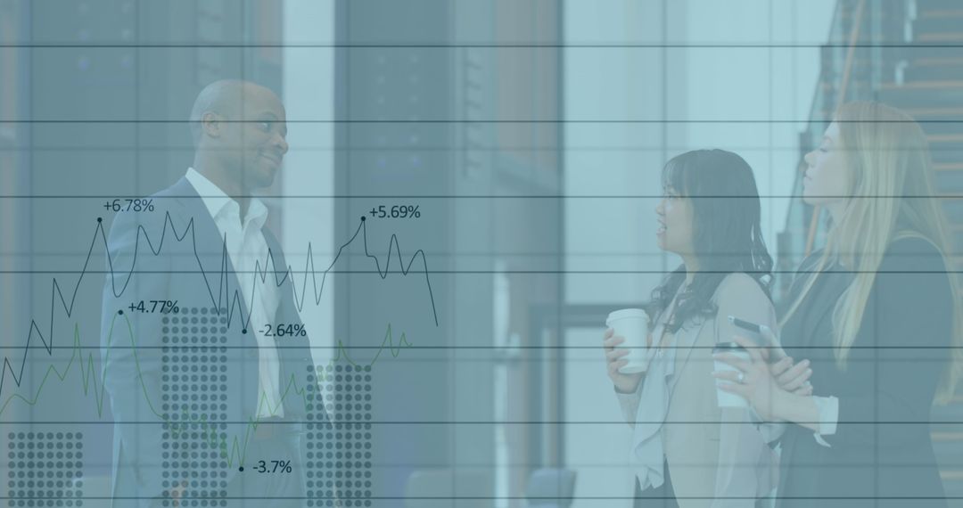 Businesspeople Analyzing Data with Technological Overlay