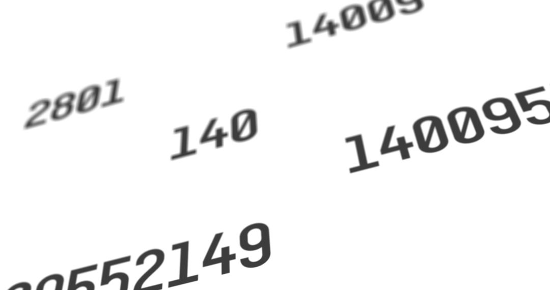 Floating Random Numbers on White Background