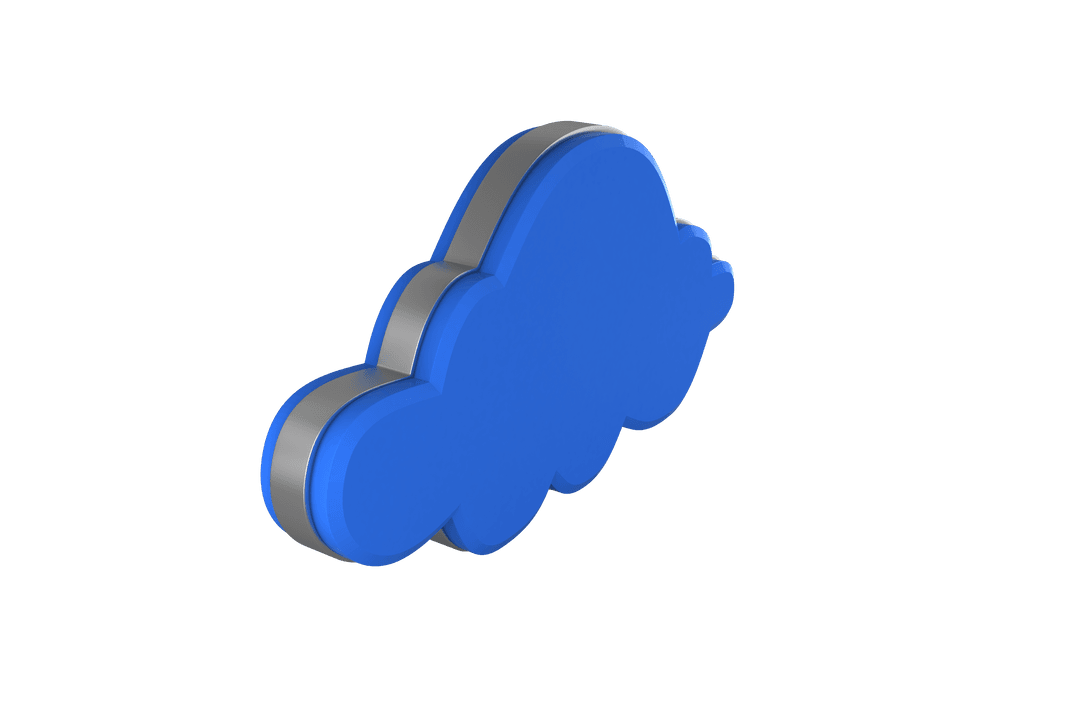 Blue Cloud Digital Shape on Transparent Background Illustration