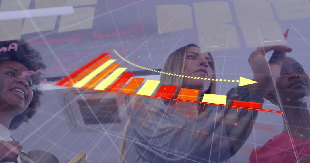 Team Analyzing Downward Business Trends with Graph Overlay