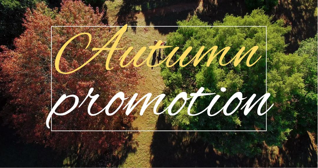 Autumn Promotion Text Overlaying Forest Aerial View