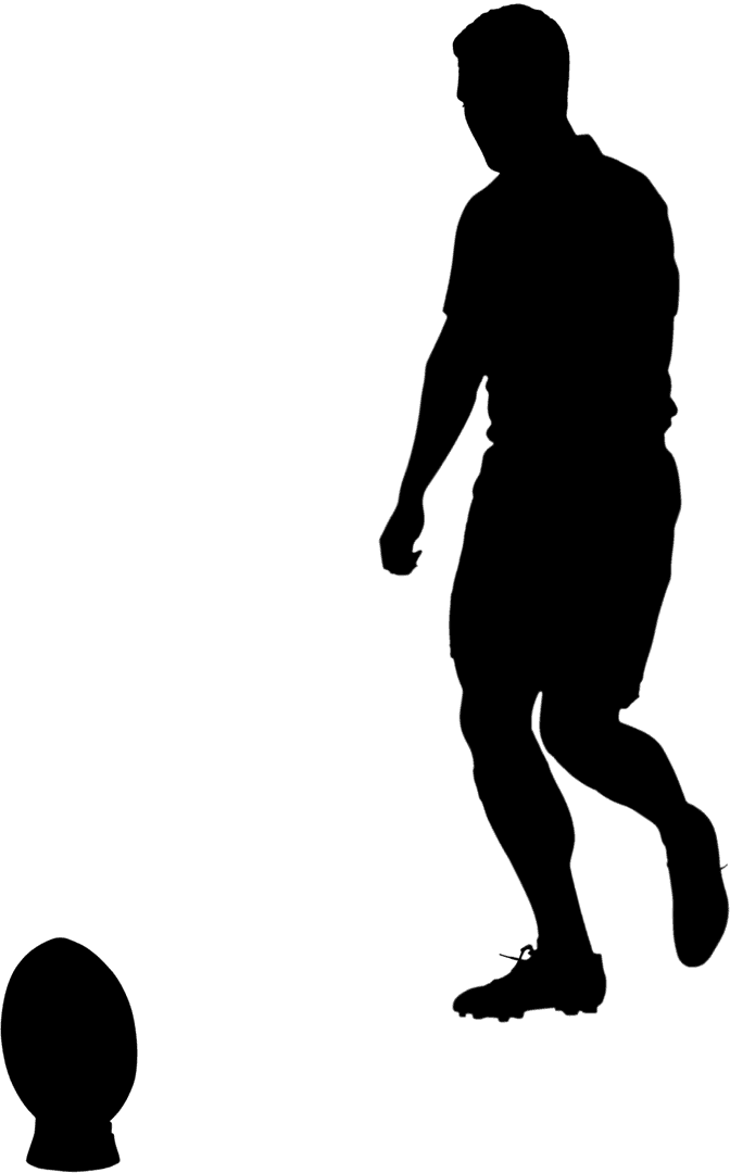 Transparent Rugby Player Practicing with Ball Full Length