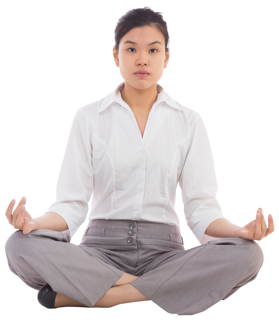 Transparent Calm Businesswoman Practicing Yoga Lotus Pose - Download Free Stock Images Pikwizard.com