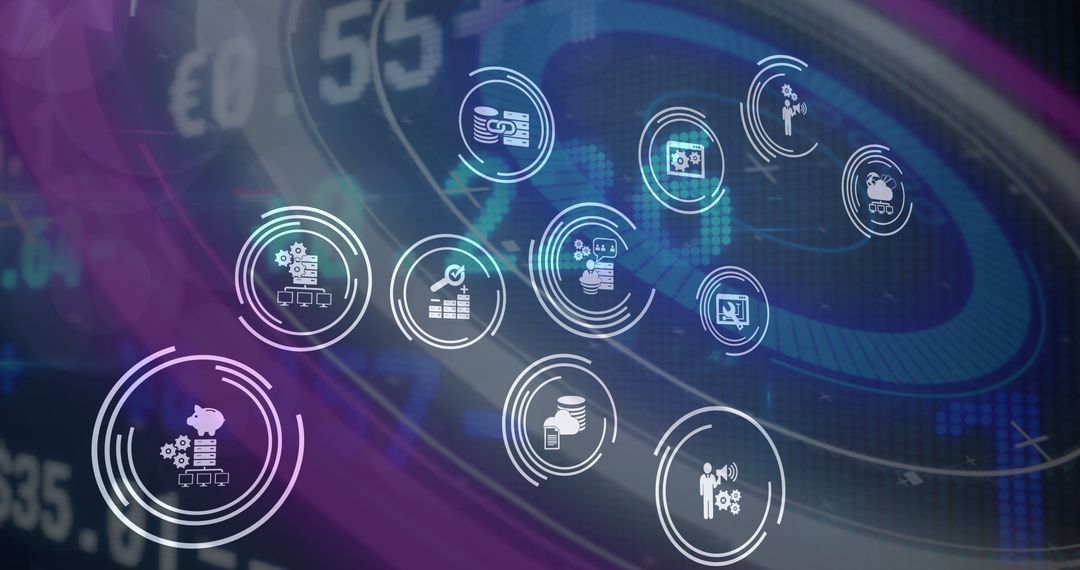 Abstract Digital Interface with Global Business Icons