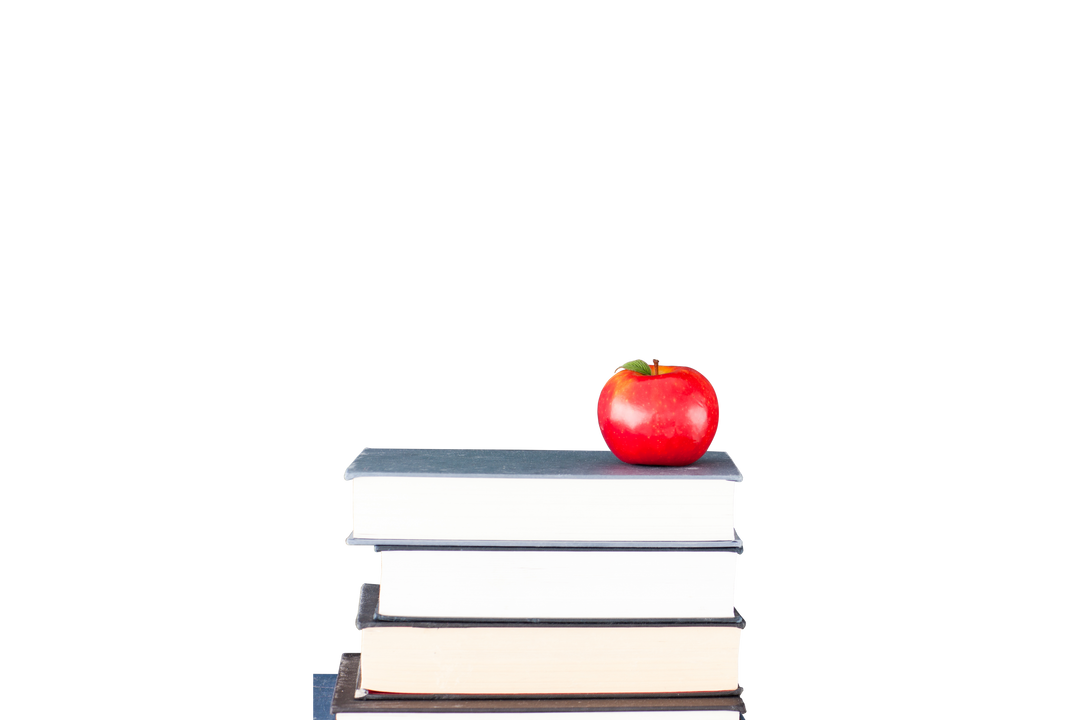 Stacked Books with Red Apple Isolated Transparent Background - Download Free Stock Images Pikwizard.com