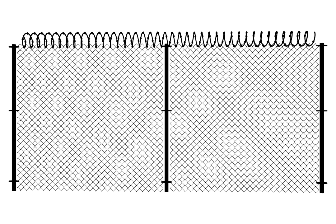 Transparent Chain Link Fence with Barbed Wire Illustration