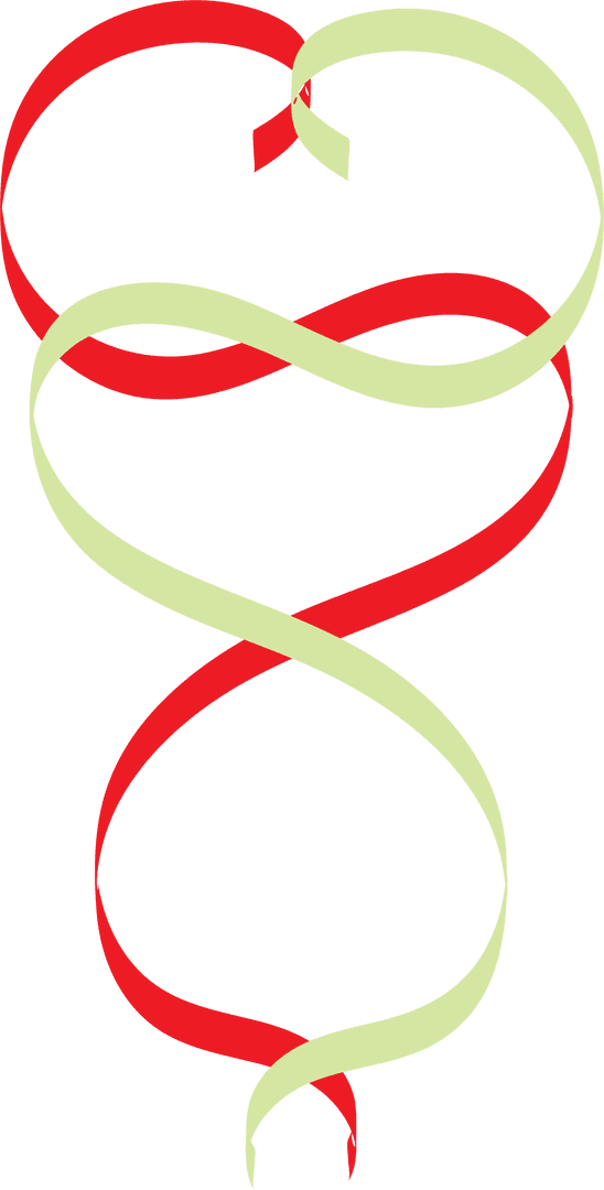 Red and Green Ribbons Abstract on Transparent Background