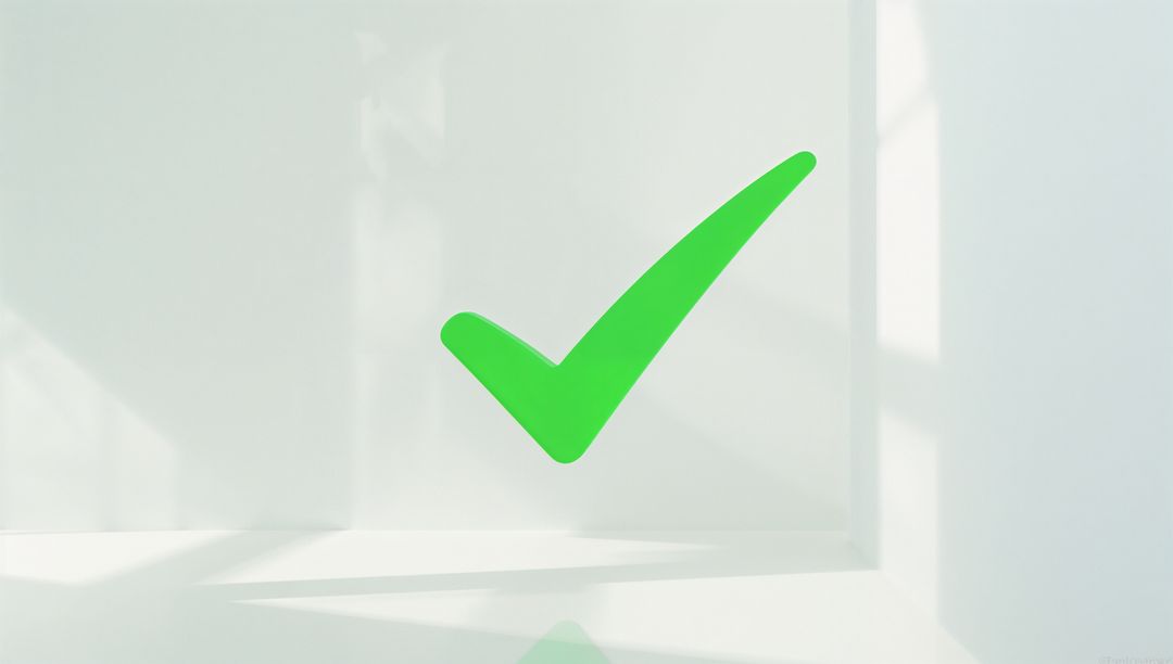 Bright Green Checkmark Symbol in Minimalist White Space