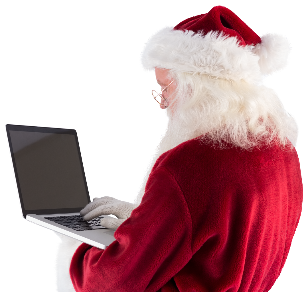 Transparent Santa Claus Using Laptop Isolated on White Background - Download Free Stock Images Pikwizard.com