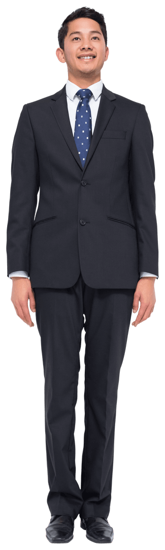 Happy Asian Businessman on Transparent Background in Suit