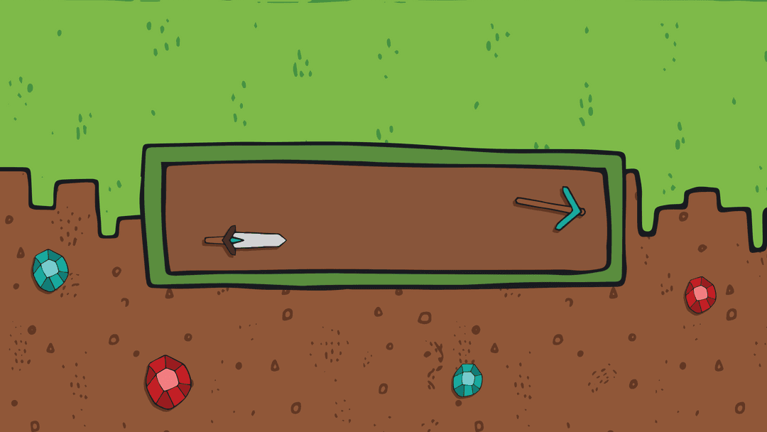 Transparent Vector Game Illustration with Sword and Tools in Ground