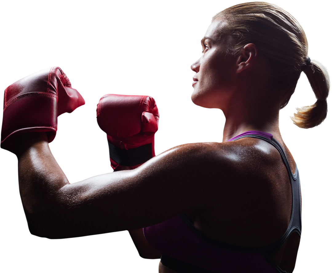 Side View of Transparent Female Boxer in Fighting Stance - Download Free Stock Images Pikwizard.com