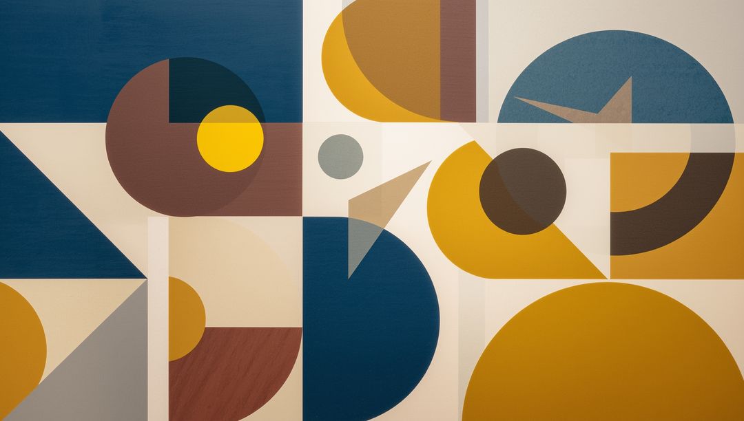 Abstract Geometric Art with Overlapping Shapes in Muted Colors