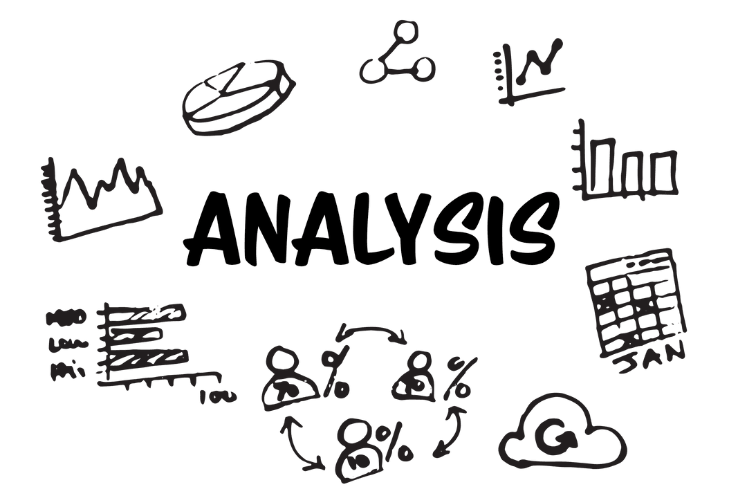 Digital Analysis Symbols with Statistics on Transparent Background
