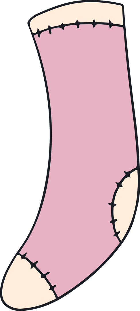 Pastel Pink Flat-Design Sock with Cream Details Transparent Background