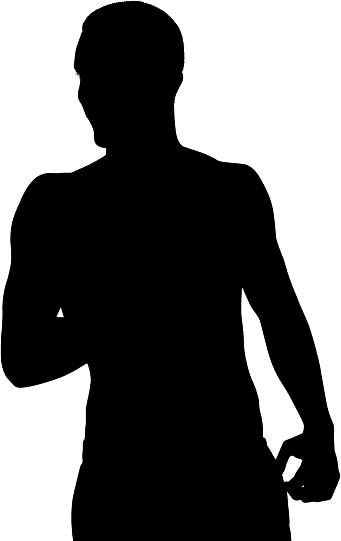 Outline of Sportsman Standing on Transparent Background