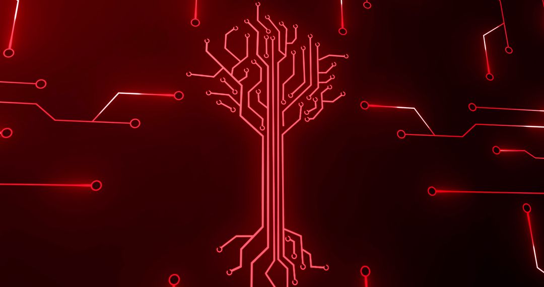 Digital Tree Circuit on Red Background with Connection Lines - Free Images, Stock Photos and Pictures on Pikwizard.com