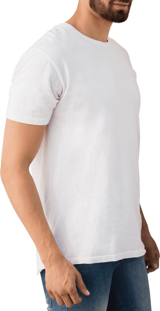 Transparent Background with Man Wearing Plain White T-Shirt